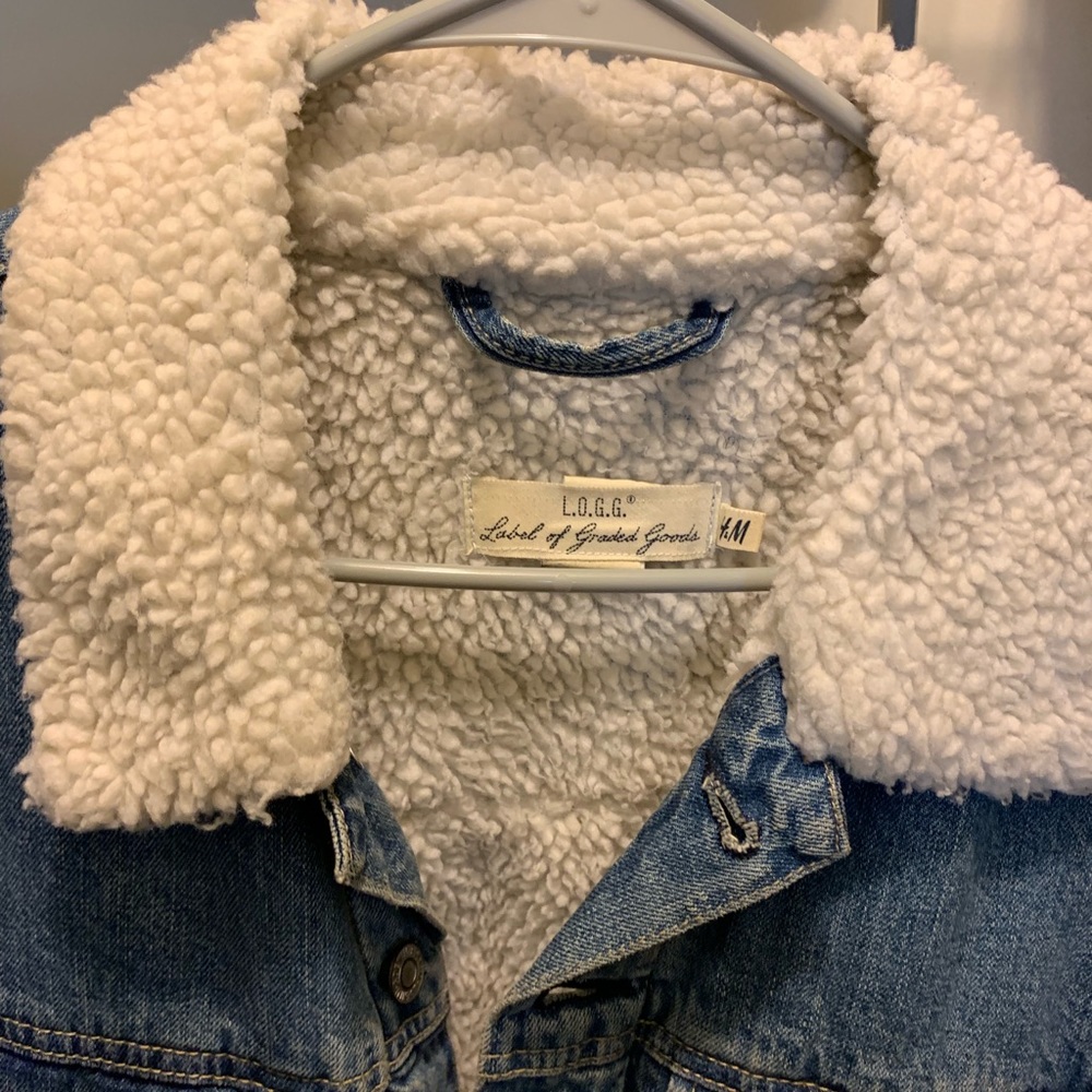 light denim blue pile lined denim jacket